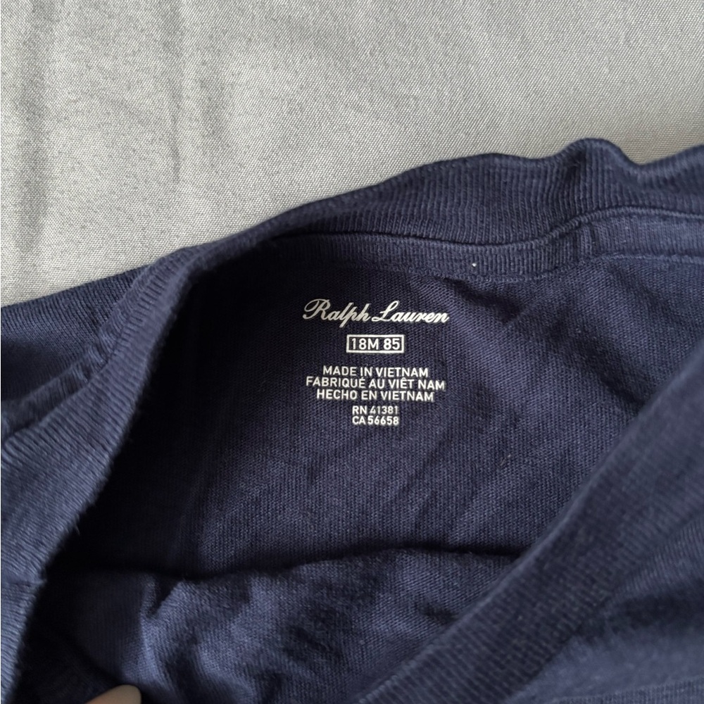 Ralph Lauren Kids Long Sleeve Shirt with Polo Bear in Navy - Picture 3 of 4